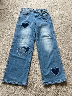 Flying Angel Heart Patch Jeans